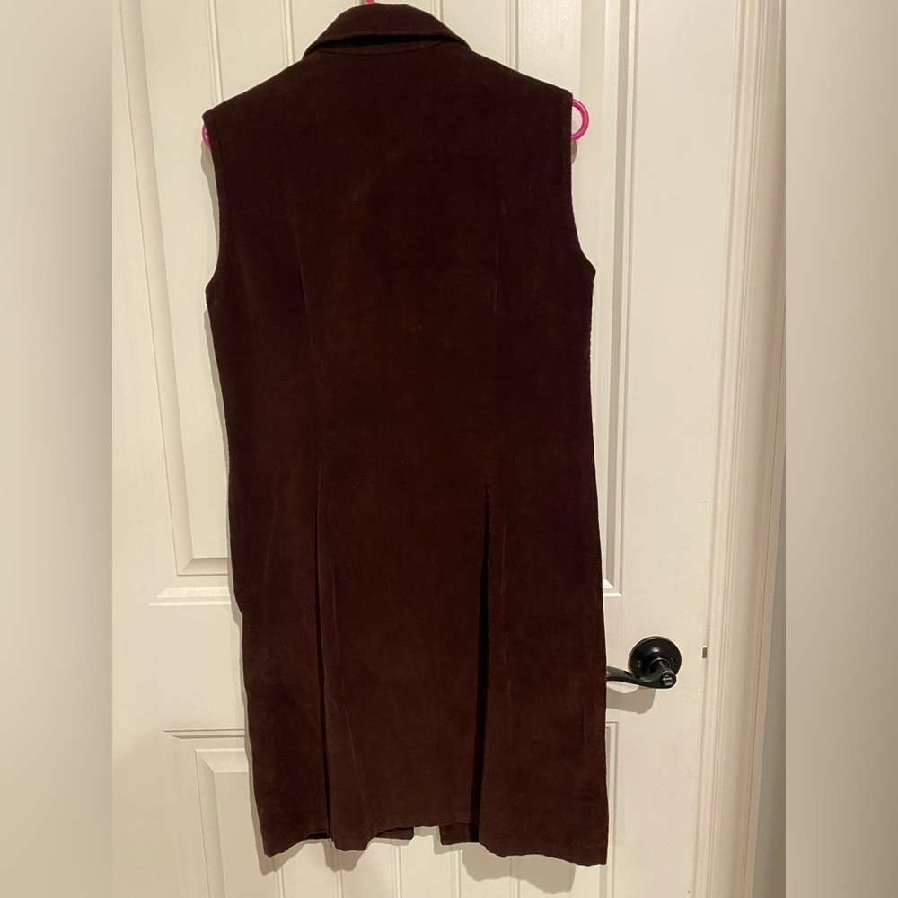 Retro Vintage Brown women corduroy dress, sleeveless sz Large, zip up, 70s style - Picture 4 of 6